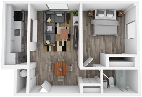 Floor plan for 1 bed, 1 bath, 600 sqft